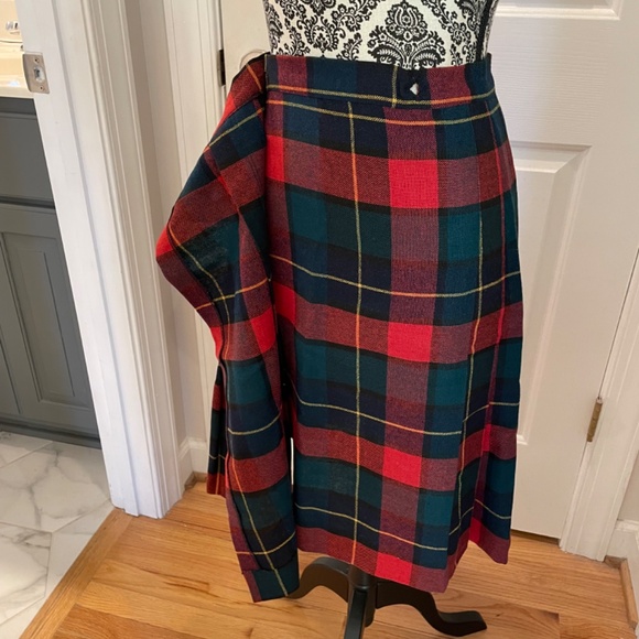 Vintage 1970’s Ann Steven’s NY Wrap Tartan Red Plaid Wool Skirt - Picture 6 of 9